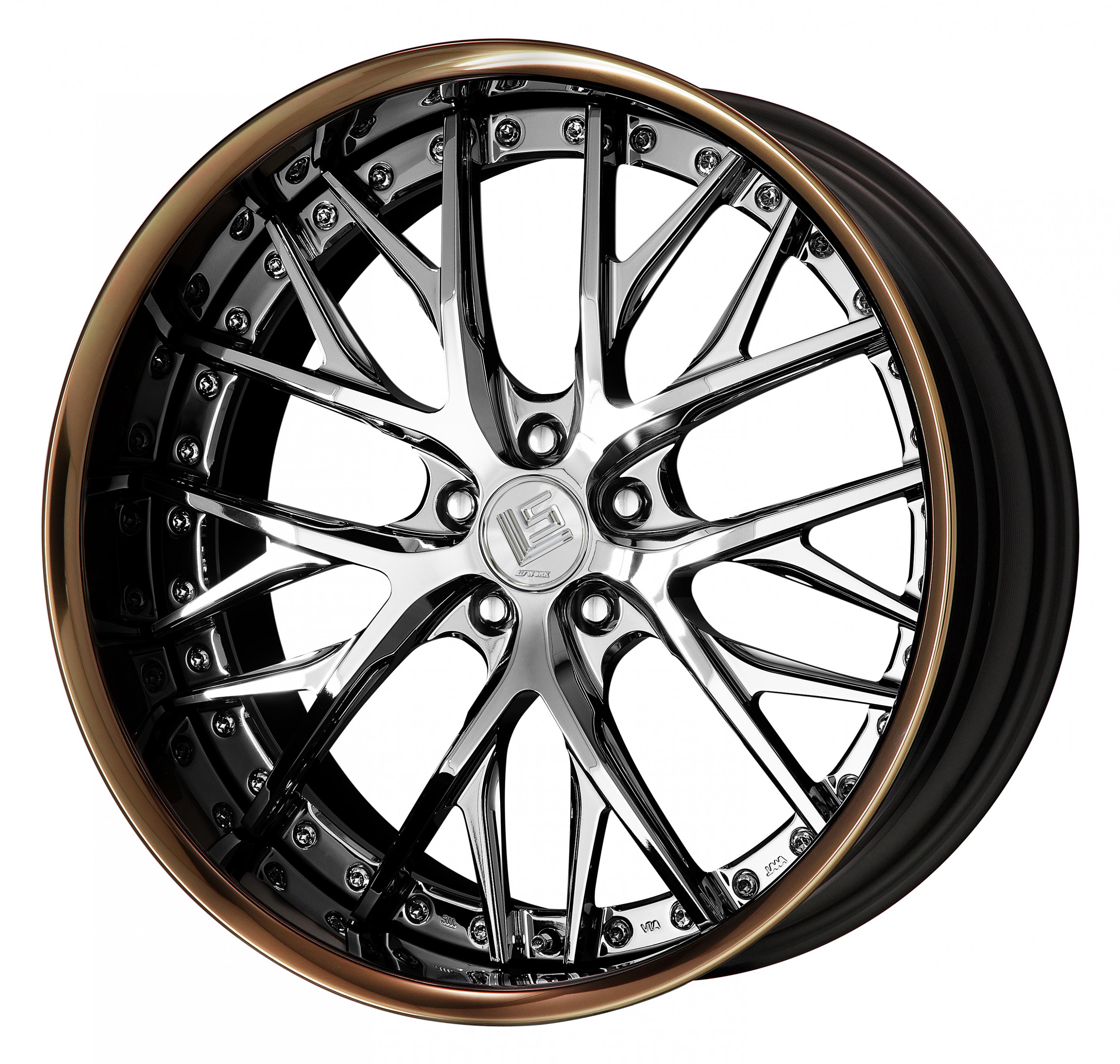 ■Size: 21 inches<br />
■Disc: Super chrome plating (standard)<br />
■Rim: FULL REVERSE (shape)/Bronze anodized (custom)<br />
■Center cap: Hairline (standard)