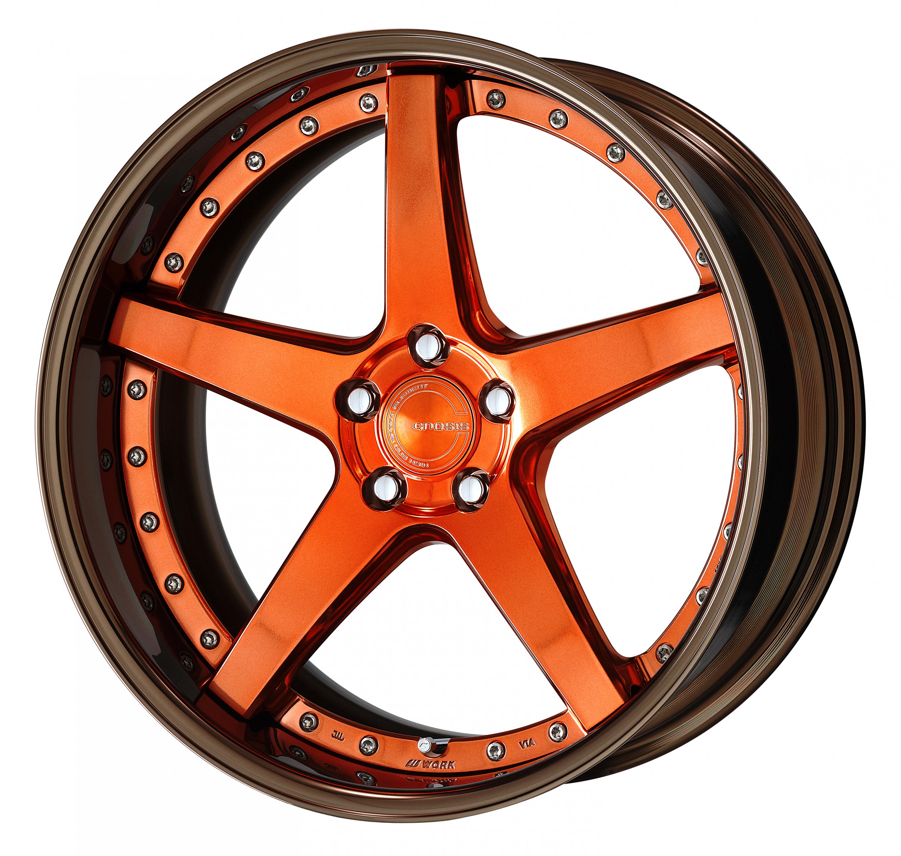 ■Size: 20inch<br />
■Disc: Middle concave (shape)/Buff finish base/Copper clear (custom)<br />
■Rim: FULL REVERSE (shape)/bronze alumite (custom)<br />
■Center cap: Copper clear (optional)