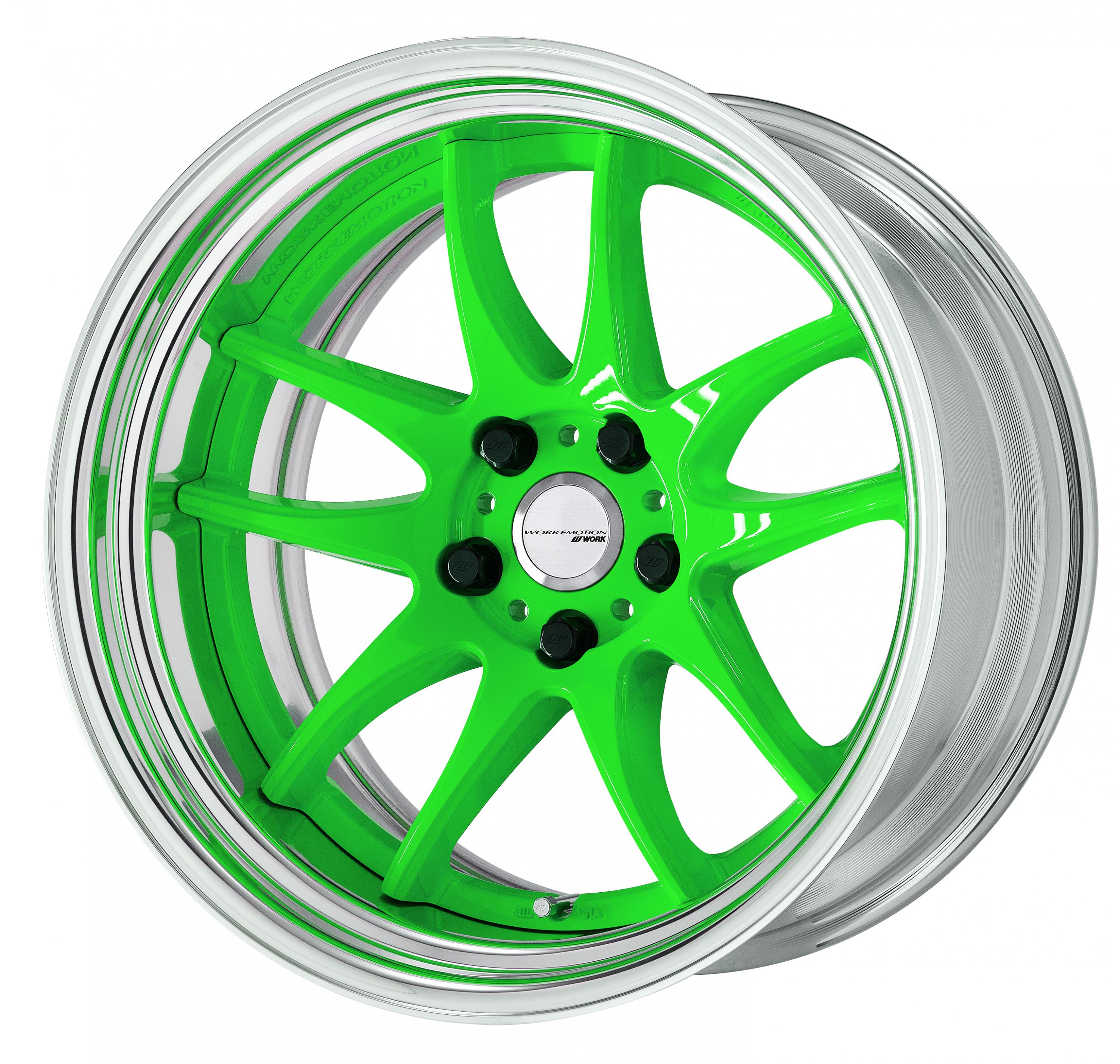■Size: 18-inch<br />
■Disc: Deep Concave (Shape) / Energy Lime Green (Custom)<br />
■Rim: Step Rim (Shape) / Buff Anodized (Standard)<br />
■Center Cap: Flat Type Silver (Optional)