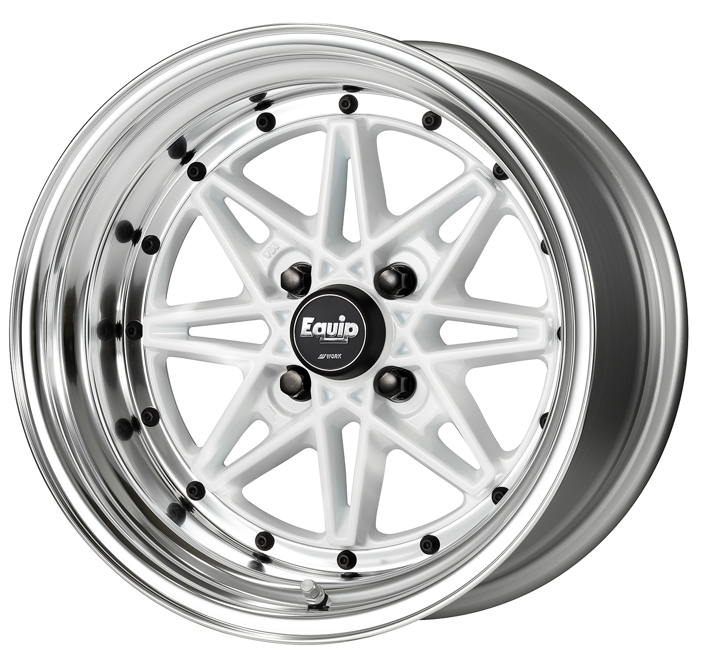 ■Size: 15-inch<br />
■Disc: White (Custom)<br />
■Rim: Normal (Shape) / Buffed Anodized (Standard)<br />
■Center Cap: High Type (Standard)
