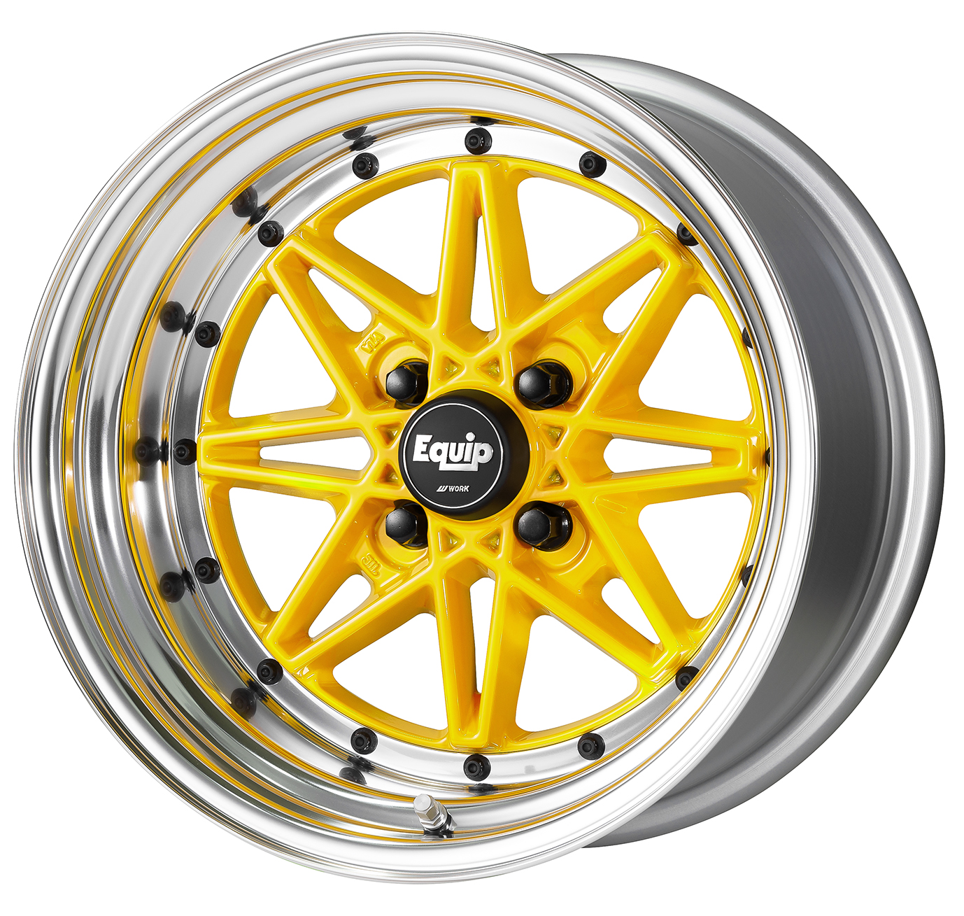 ■Size: 15-inch<br />
■Disc: Hornet Yellow (Custom)<br />
■Rim: Normal (Shape) / Buffed Anodized (Standard)<br />
■Center Cap: High Type (Standard)
