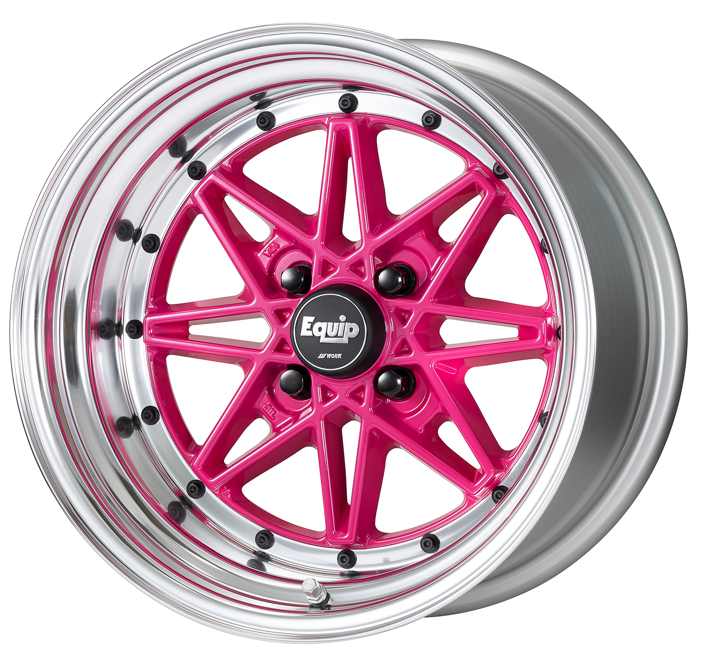 ■Size: 15-inch<br />
■Disc: Cassis Haze (Custom)<br />
■Rim: Normal (Shape) / Buffed Anodized (Standard)<br />
■Center Cap: High Type (Standard)