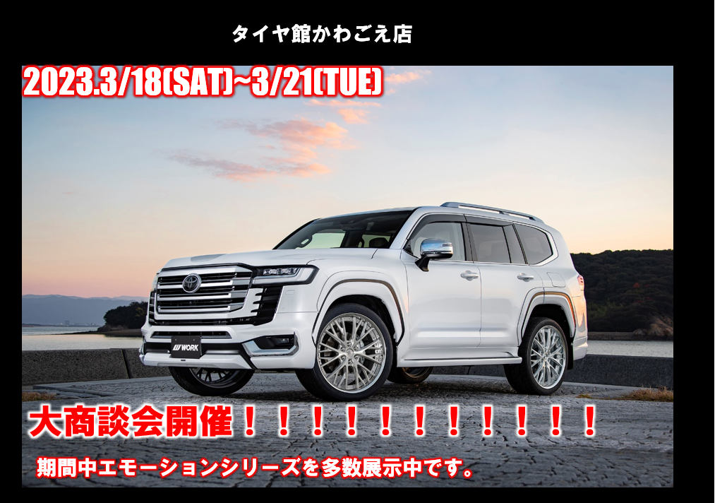 [Kawagoe City, Saitama Prefecture] Tire Hall Kawagoe Store Work Wheel Large Business Meeting
