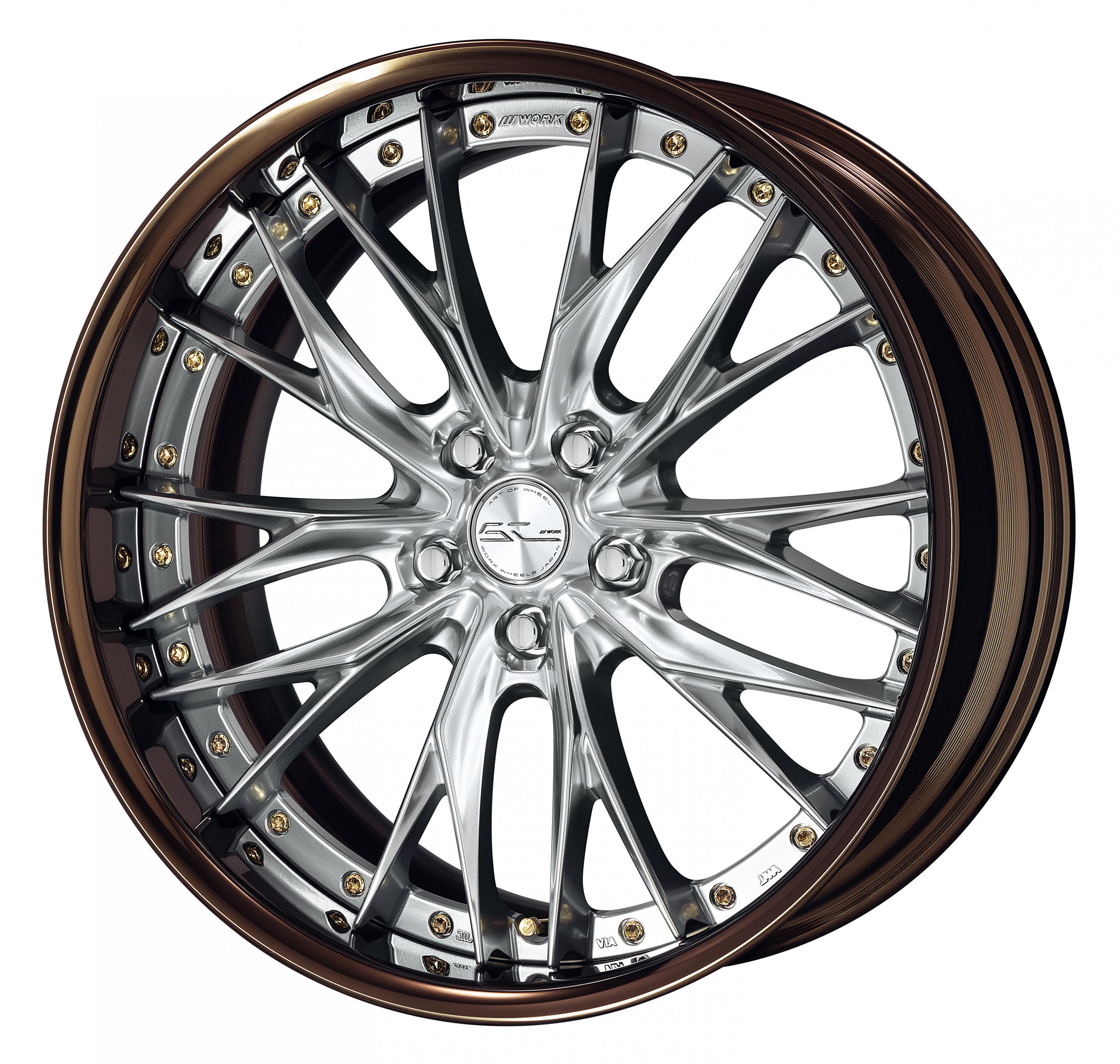 ■サイズ:20inch<br />
■ディスク:シルキーリッチシルバー(標準)<br />
■リム:FULL REVERSE(形状)/ブロンズアルマイト(カスタム)<br />
■センターキャップ:スピン(標準)<br />
■ピアスボルト:ゴールドピアスボルト(カスタム)<br />
■エアバルブ:ゴールドエアバルブ(カスタム)