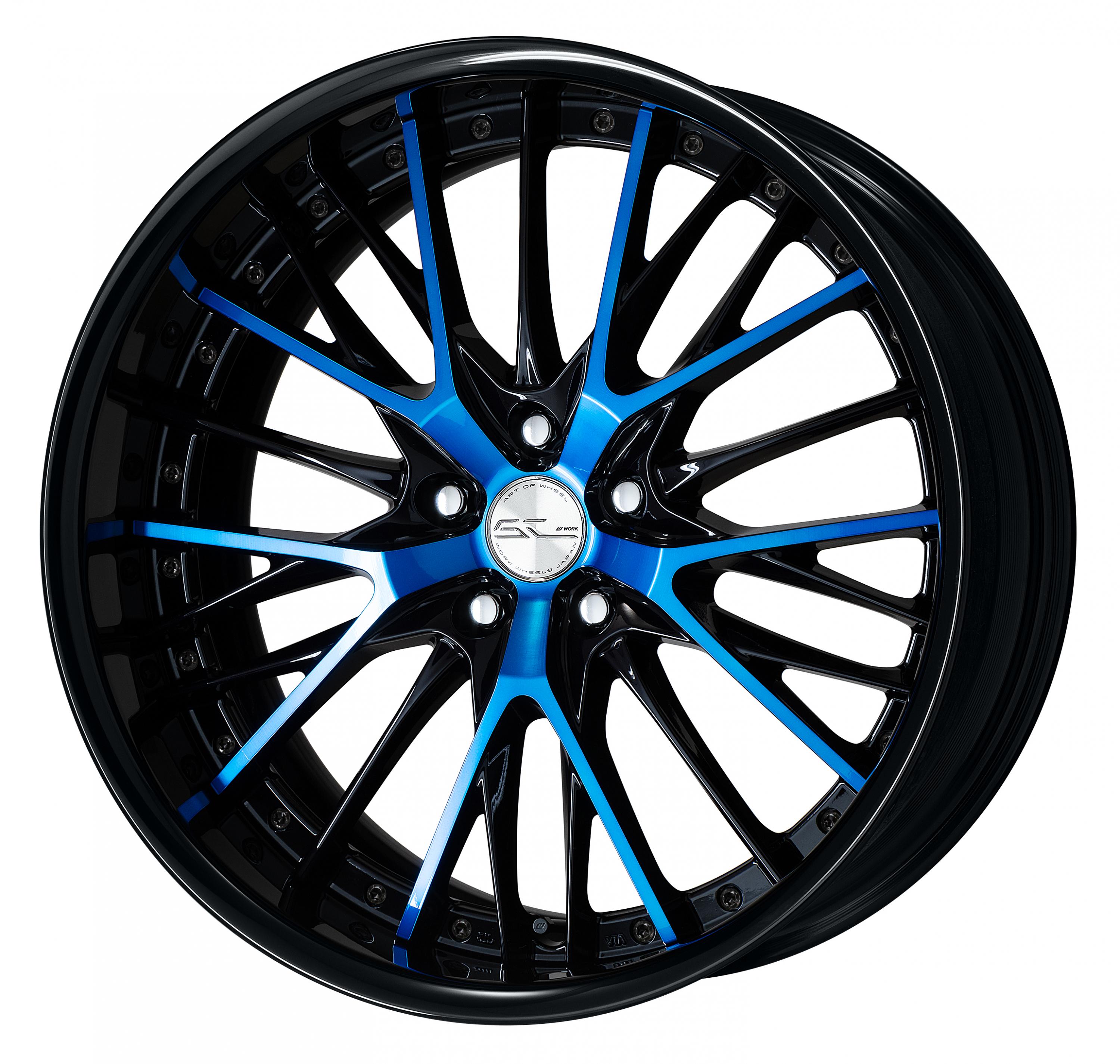 ■Size: 20 inches<br />
■Disc: Black/Clear Blue (Custom)<br />
■Rim: FULL REVERSE (Shape)/Black Anodized (Custom)<br />
■Center Cap: Spin (Standard)<br />
■Piercing Bolt: Black Chrome Piercing Bolt (Custom)<br />
■Air Valve: Black Air Valve (Custom)