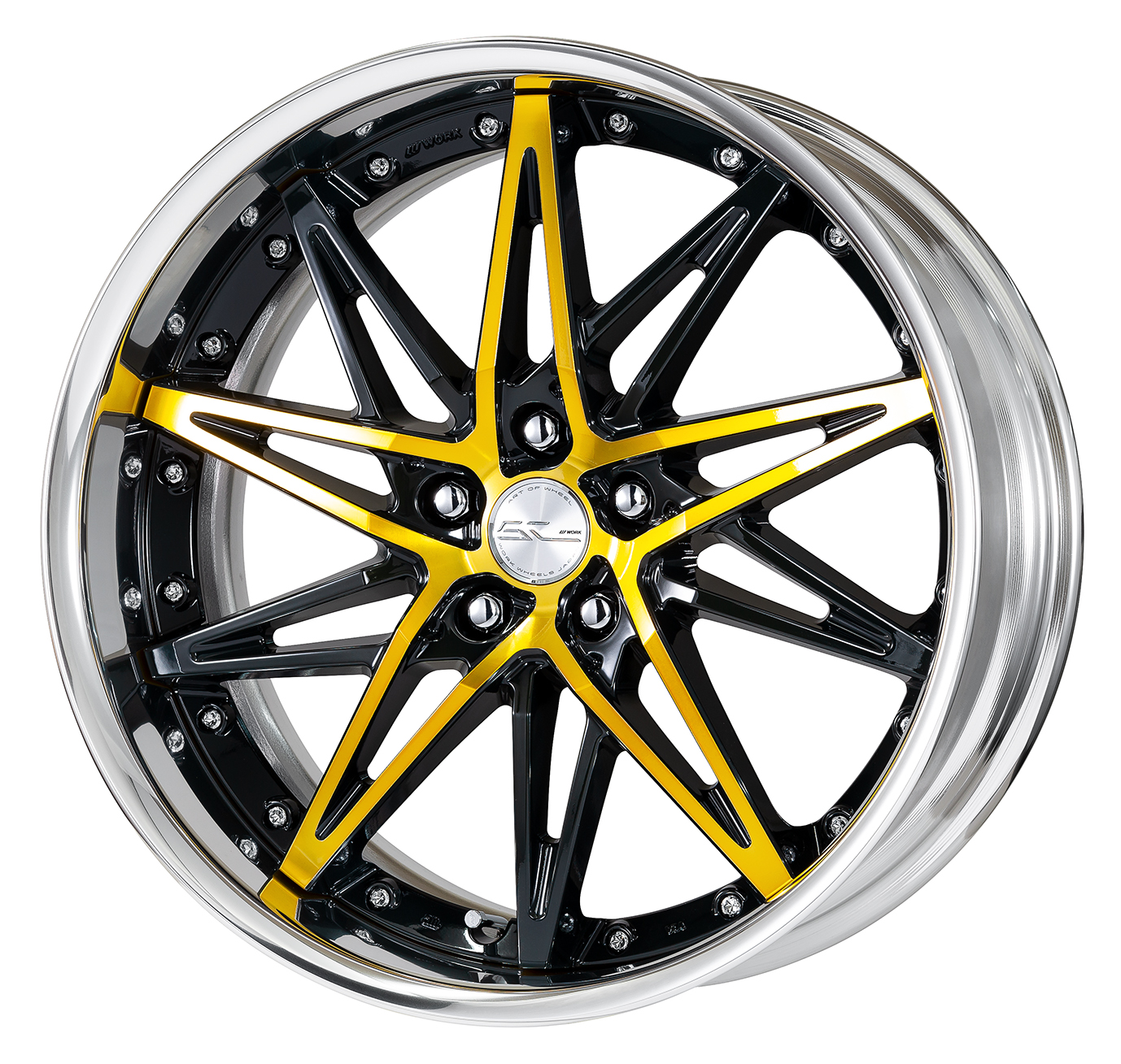 ■Size: 20-inch<br />
■Disc: Black/Imperial Gold (Custom)<br />
■Rim: Full Reverse (Shape)/Buff Anodized (Standard)<br />
■Center Cap: Spin (Standard)