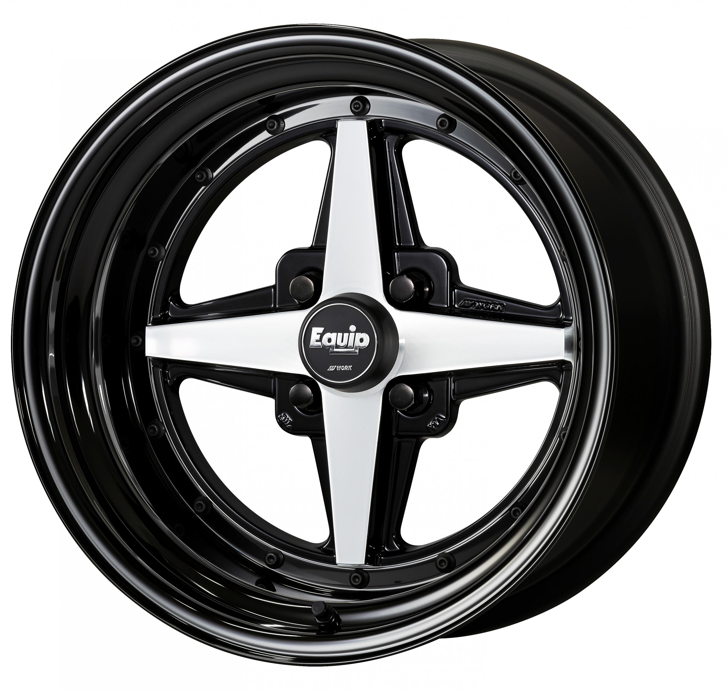 ■Size: 15-inch<br />
■Disc: Black cut clear (standard)<br />
■Rim: Normal (shape) / Black anodized (custom)<br />
■Air valve: Black air valve (custom)<br />
■Center cap: High type (standard)