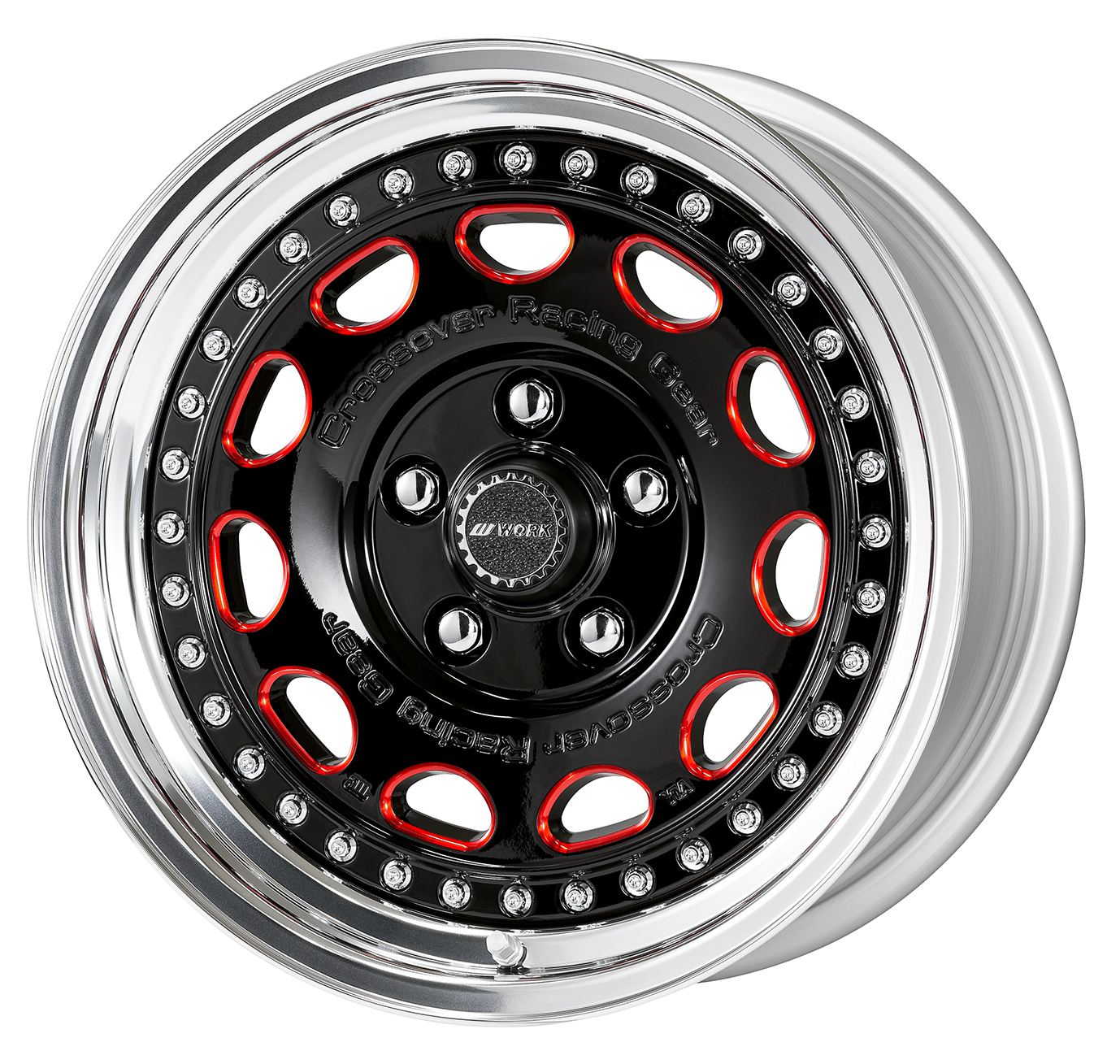 ■サイズ:16inch 8.0J +13 5H-114.3<br />
■ディスク:ブラックシャンファークリアレッド(カスタム)<br />
■リム:NORMAL(形状)/バフアルマイト(標準)<br />
■センターキャップ:標準