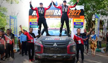 Team Mitsubishi Ralliart's Triton finishes in first place overall at its first attempt in the Asia Cross Country Rally 2022.